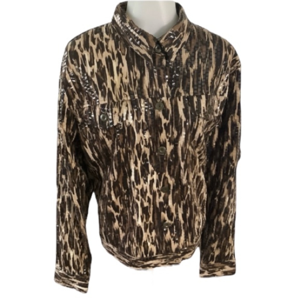 NICE Stylish Brown Patterned Button Down Jacket NOTATIONS WOMENS XL LIGHTWEIGHT